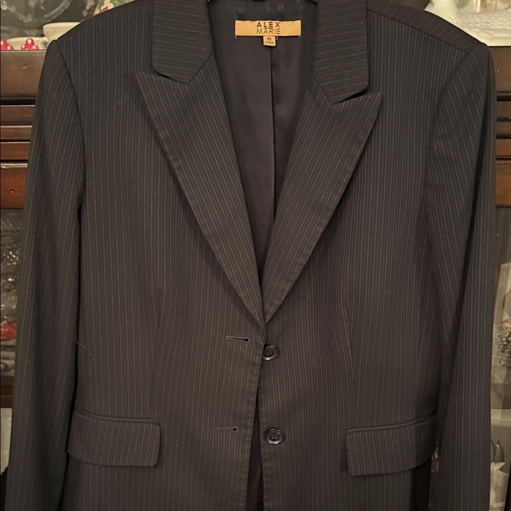 Alex Evenings Women's Black Pinstripe Blazer